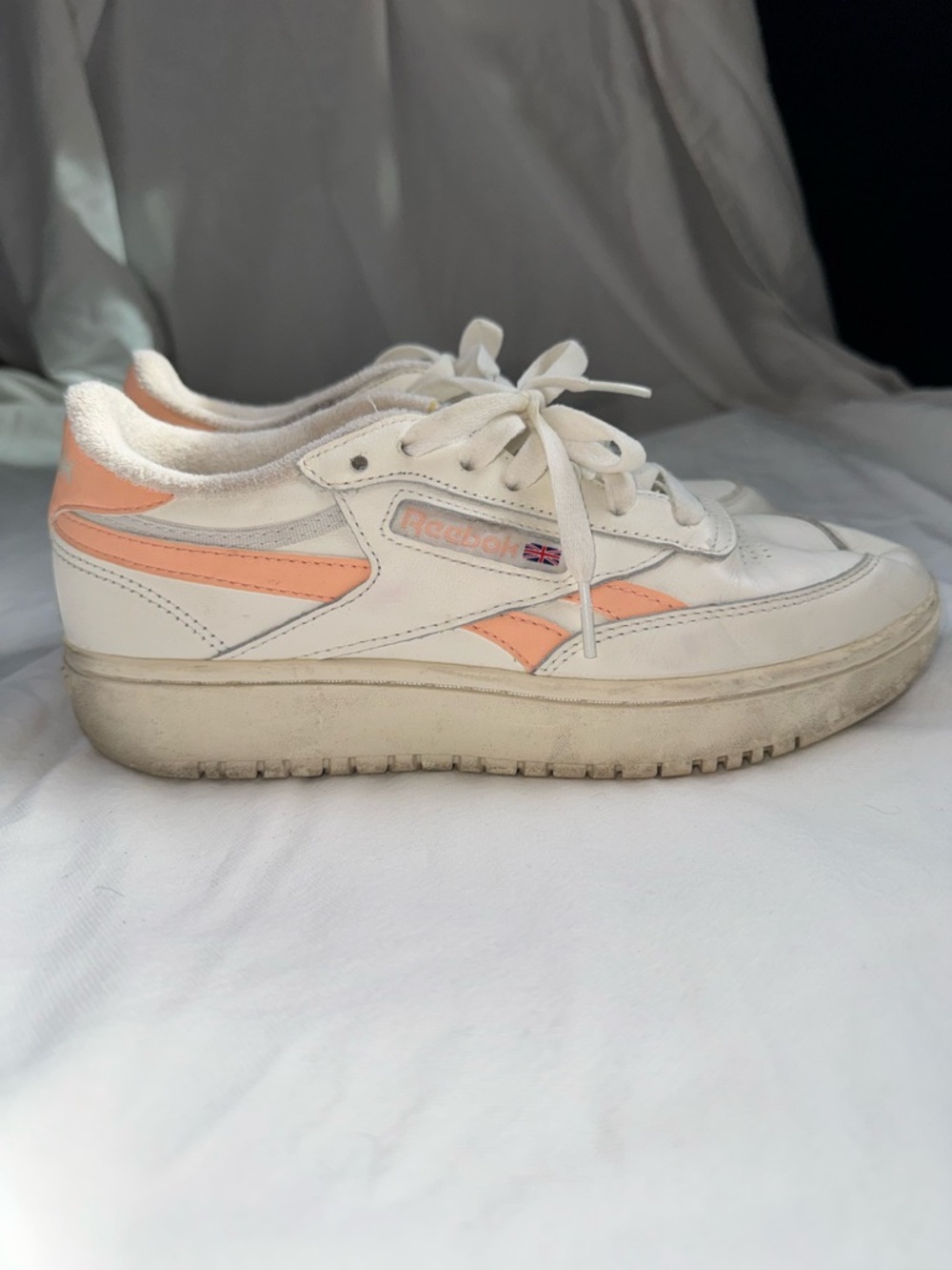 Reebok White Sneakers with Peach Trim